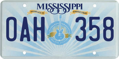 MS license plate OAH358