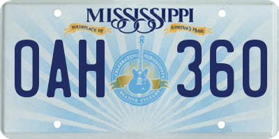 MS license plate OAH360