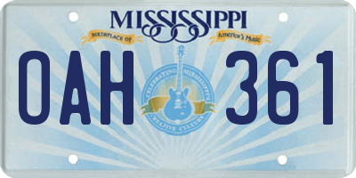 MS license plate OAH361