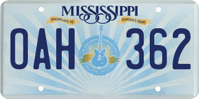 MS license plate OAH362