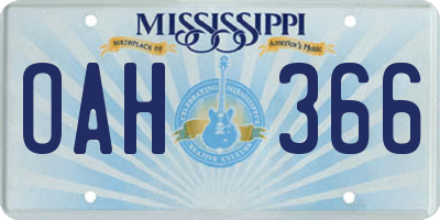 MS license plate OAH366