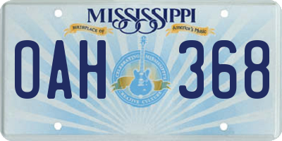 MS license plate OAH368