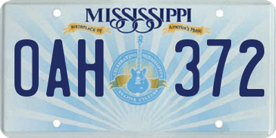MS license plate OAH372