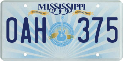 MS license plate OAH375