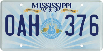 MS license plate OAH376