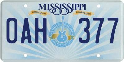 MS license plate OAH377