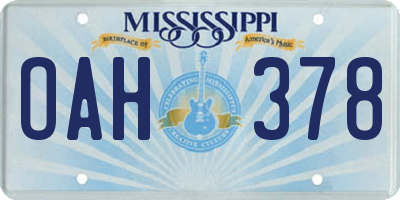MS license plate OAH378