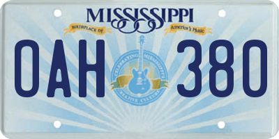 MS license plate OAH380