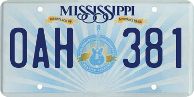 MS license plate OAH381