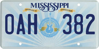 MS license plate OAH382