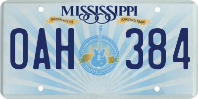 MS license plate OAH384