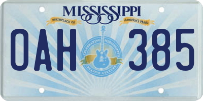 MS license plate OAH385