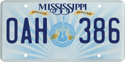 MS license plate OAH386