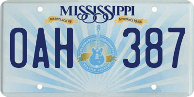MS license plate OAH387