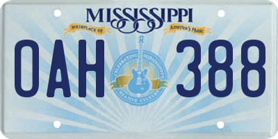 MS license plate OAH388