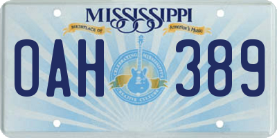 MS license plate OAH389