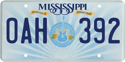 MS license plate OAH392
