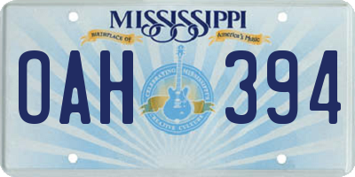MS license plate OAH394