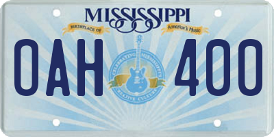 MS license plate OAH400