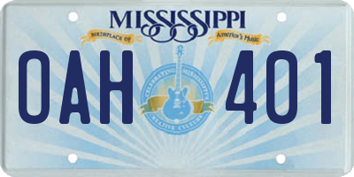 MS license plate OAH401