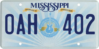 MS license plate OAH402