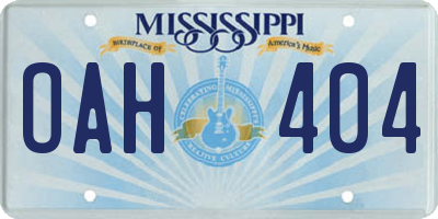 MS license plate OAH404