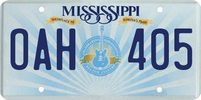 MS license plate OAH405