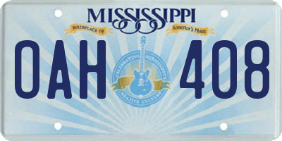 MS license plate OAH408
