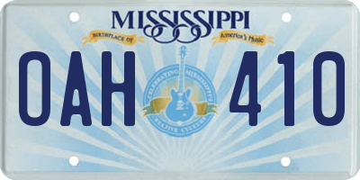 MS license plate OAH410