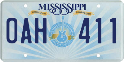 MS license plate OAH411