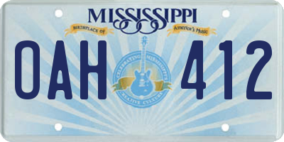 MS license plate OAH412