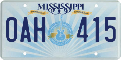 MS license plate OAH415