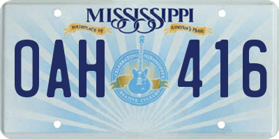 MS license plate OAH416