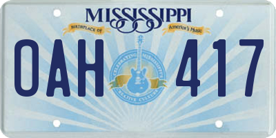 MS license plate OAH417