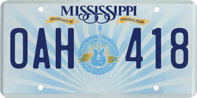 MS license plate OAH418