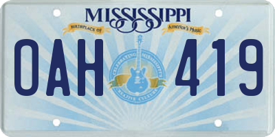 MS license plate OAH419