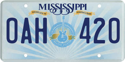 MS license plate OAH420