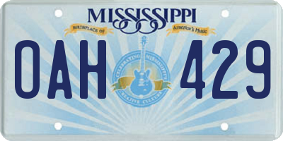 MS license plate OAH429