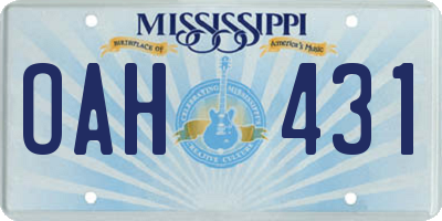 MS license plate OAH431