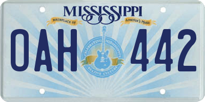 MS license plate OAH442