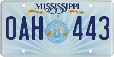 MS license plate OAH443