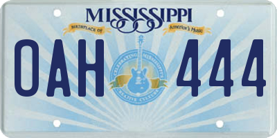 MS license plate OAH444
