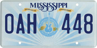 MS license plate OAH448