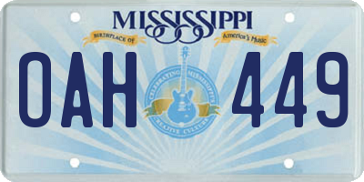 MS license plate OAH449