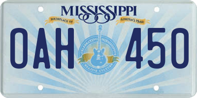 MS license plate OAH450