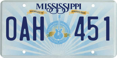 MS license plate OAH451