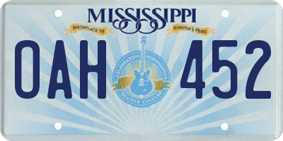MS license plate OAH452
