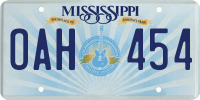 MS license plate OAH454