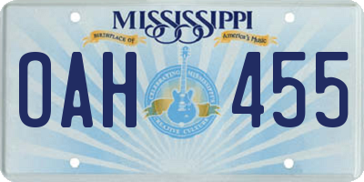 MS license plate OAH455