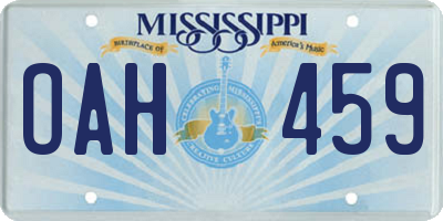 MS license plate OAH459